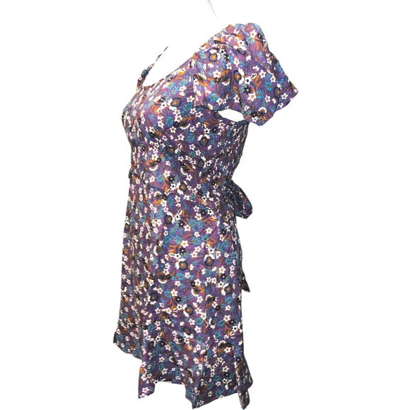 Band of the Free NWT Coraline Purple Floral Crossover Mini Dress Sz Medium Purpl - Picture 9 of 12